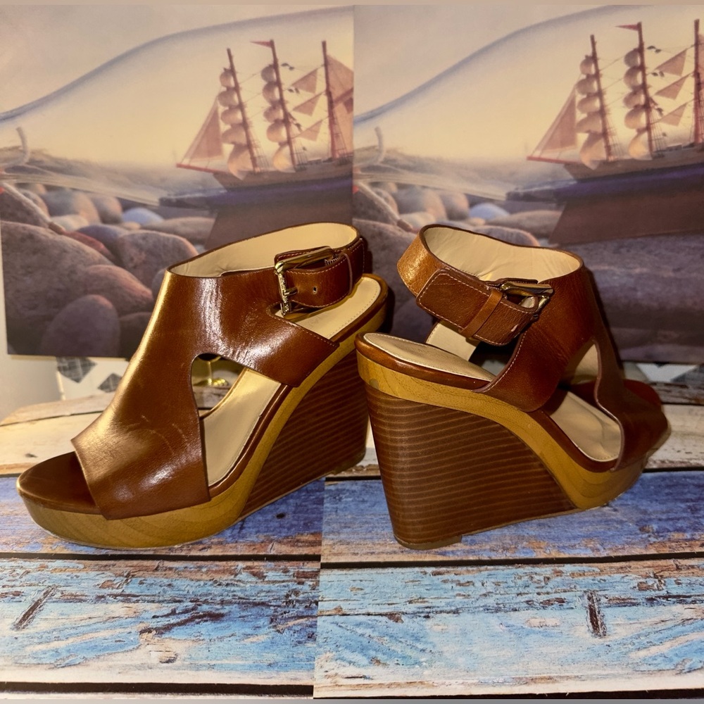 Michael Kors Brown Wedge Sandals - Picture 3 of 10
